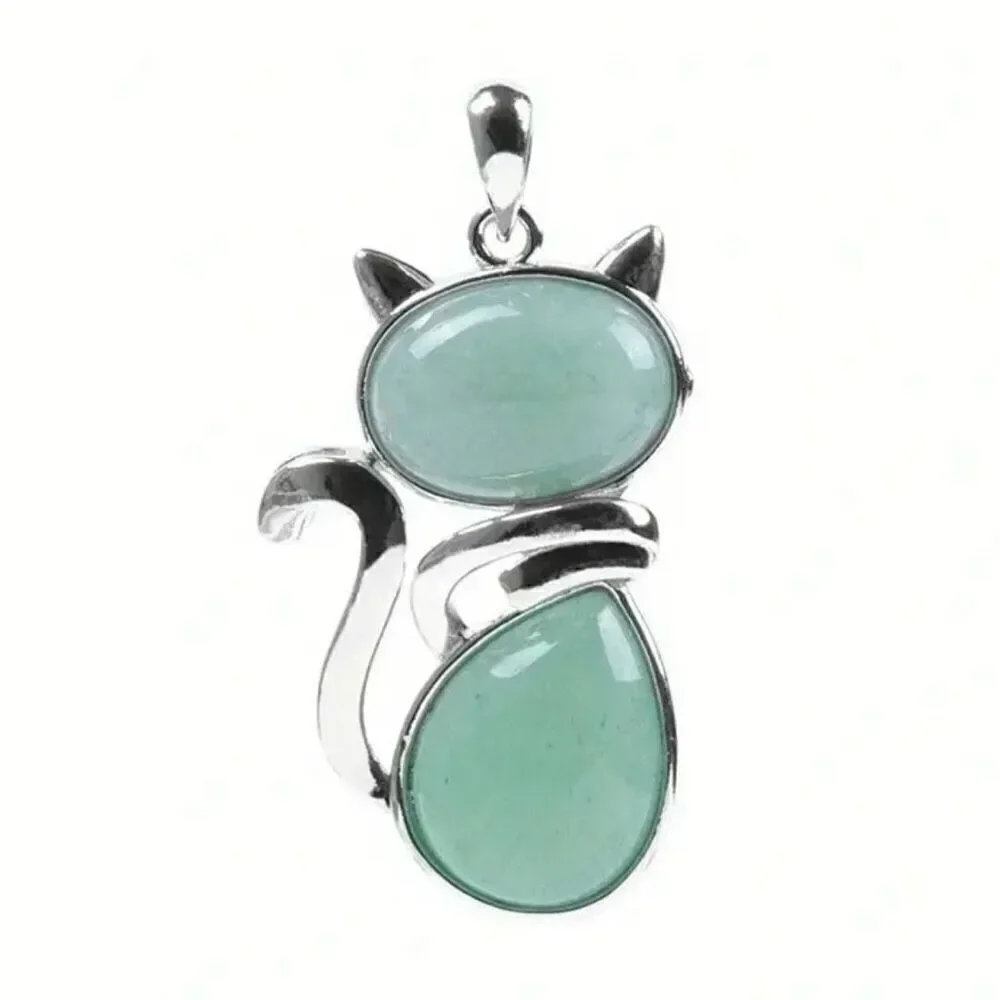 AYR “CAT” Aventurine Stone & 925 Silver Necklace